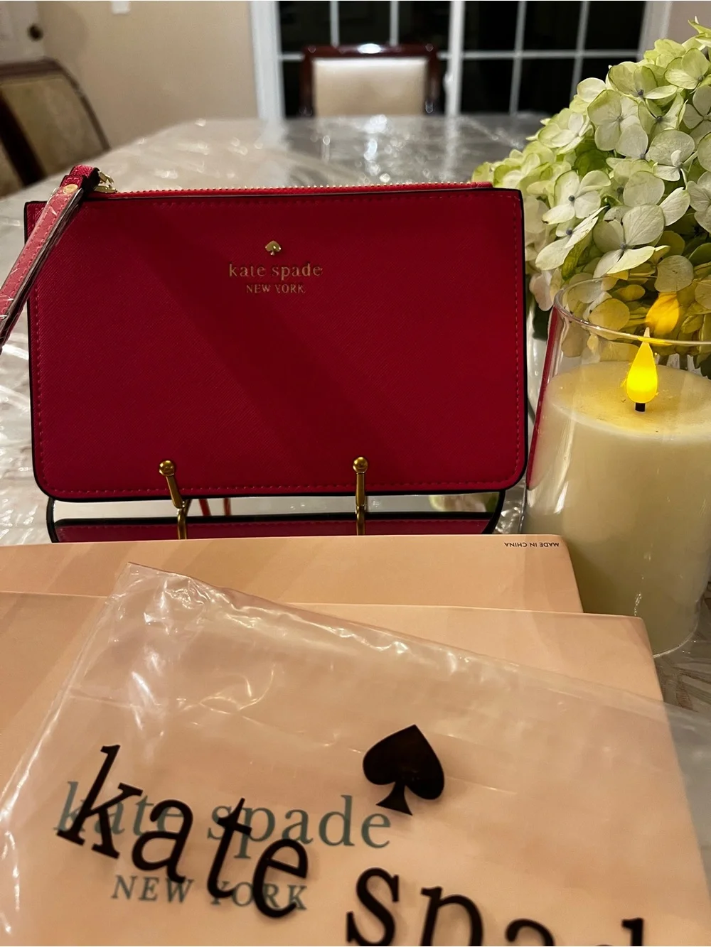 Kate Spade New York Pink Saffiano Wristlet Clutch NWT $88 MSRP Gift Packaging